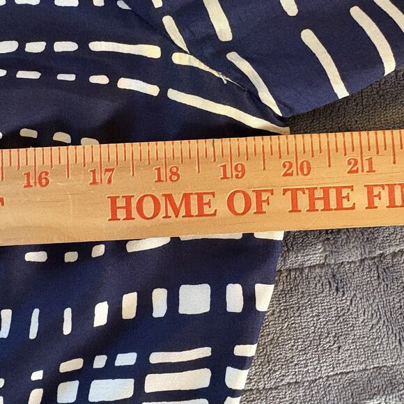 Vintage 80s Elizabeth Arden Navy Blue & White Silk Long Sleeve Midi Dress Sz 12 - Picture 16 of 16